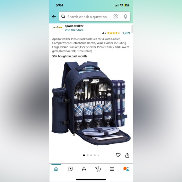 Brand new Apollo walker Picnic Backpack Set for 4 with Cooler Compartment - Picture 5 of 6